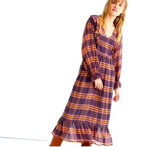Madewell sheer plaid ruffle dress